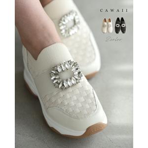 35から40対応 煌めく花びらのペタルビジュースリッポンスニーカー