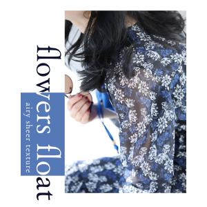 ML/2L3L対応 揺らめく花のシフォンワンピースの詳細画像2
