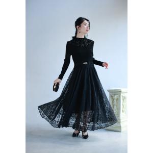 SからL対応 デコルテに広がる花のたっぷりレー...の詳細画像1