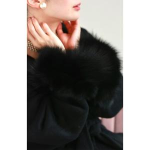 Sから2L対応 取り外しできるファー袖ウールラ...の詳細画像3
