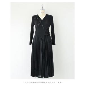 Sから2L対応 黒 ビジュー花カシュクールのプ...の詳細画像5