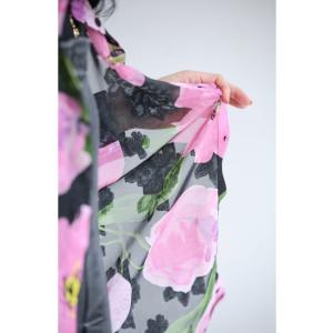 SからL対応 黒 華やかな桃色の花咲くシアーシ...の詳細画像2
