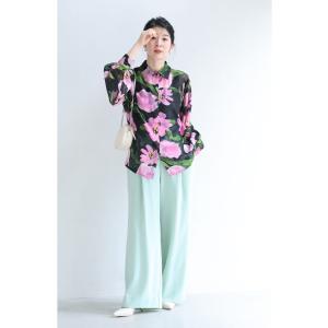 SからL対応 黒 華やかな桃色の花咲くシアーシ...の詳細画像4