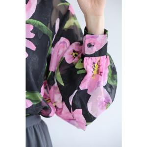 SからL対応 黒 華やかな桃色の花咲くシアーシ...の詳細画像5