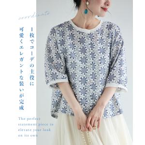 Sから3L対応 花紡ぎサークルのパンチングシャ...の詳細画像2