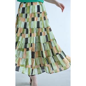 揺らめくブロックアートのティアードロングスカートの詳細画像3