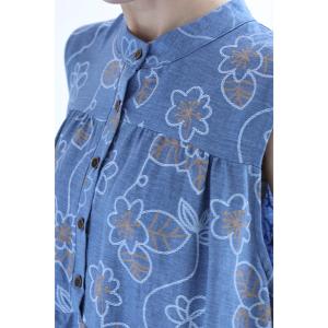 可愛いさ揺れる花刺繍風プリントロングワンピース...の詳細画像1