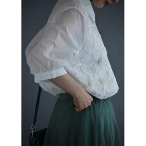 立体花デコレーションのメッシュフラワーシャツトップスの詳細画像5