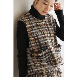 チェックツイード風ベストとスカートのセットアップの詳細画像5