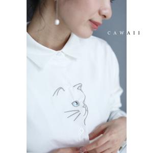猫刺繍シャツ（レディースファッション）の商品一覧  ファッション 