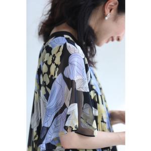 Sから3L対応 黒 首元から広がるプリーツのシ...の詳細画像3