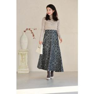 SからM対応 エキゾチックな花柄のデニム調ロン...の詳細画像5