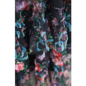 Sから3L対応 黒 色とりどりの花が咲くふわふ...の詳細画像4