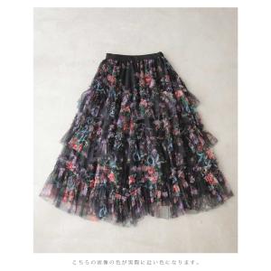 Sから3L対応 黒 色とりどりの花が咲くふわふ...の詳細画像5