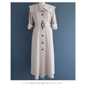 SからL対応 ビッグカラーのロングトレンチコー...の詳細画像5