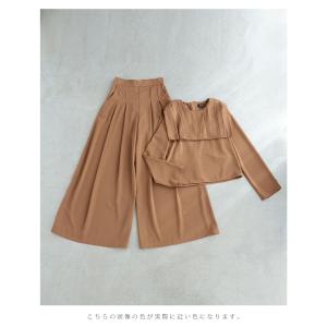 プリーツカラーブラウスとタックワイドパンツ2点セットの詳細画像5
