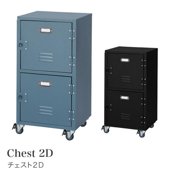 チェスト２Ｄ ロッカー風 ネームプレート ２段 2D 縦型 収納 ケース ラック ボックス スチール...