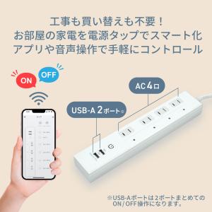 Wi-Fi スマート電源タップ AC 4口 U...の詳細画像2