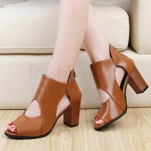 超人気 サンダル ブーツサンダル ブーツ 太ヒール オープントゥ サンダルブーツ ヒール レディース ヒール 定番 格安