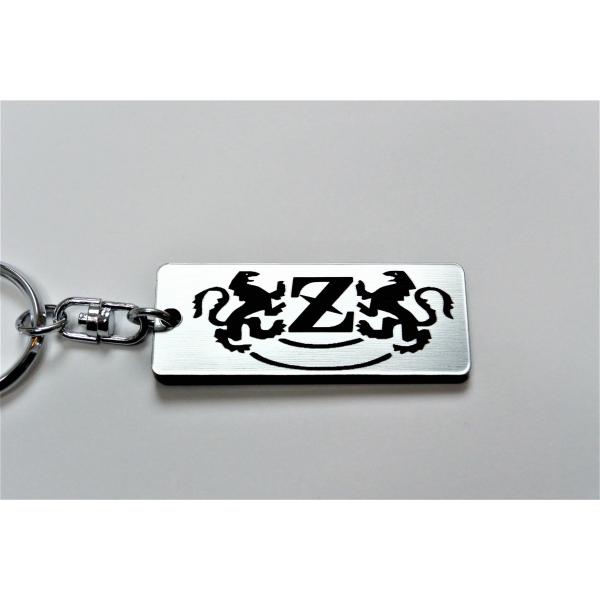 A-132-2 向い獅子 バージョン2 2層アクリル製 銀黒 2重リング キーホルダー 向獅子 カス...