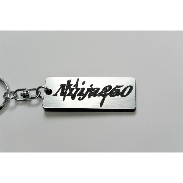 A-135-2 Ninjya250 2層アクリル製 銀黒 2重リング キーホルダー ニンジャ250 ...