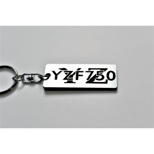 A-386-2 YZF750 2層アクリル製 銀黒 2重リング キーホルダー カスタム パーツ 外装...