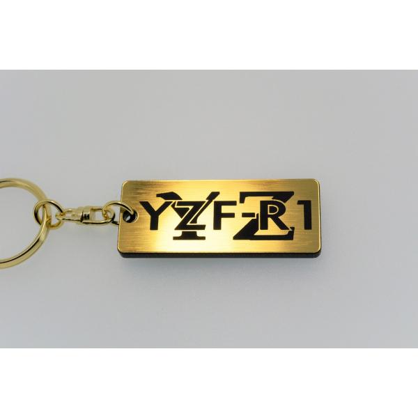 A-395-1 YZF-R1 2層アクリル製 金黒 2重リング キーホルダー カスタム パーツ 外装...