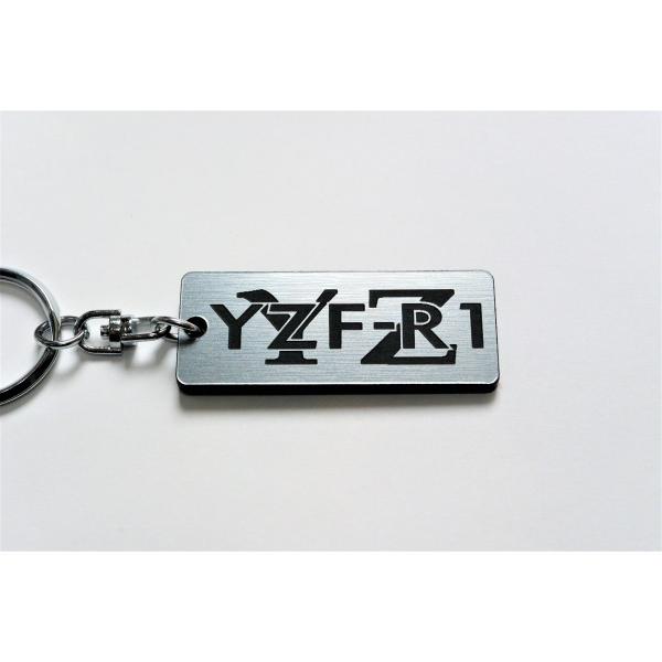 A-395-2 YZF-R1 2層アクリル製 銀黒 2重リング キーホルダー カスタム パーツ 外装...