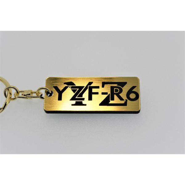 A-396-1 YZF-R6 2層アクリル製 金黒 2重リング キーホルダー カスタム パーツ 外装...