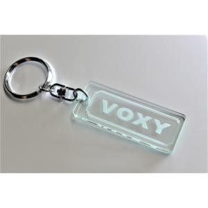 A-438-3 VOXY ガラス調 アクリル製 2重リング キーホルダー キーレス キーケース トヨタ ヴォクシー 60 70 80 90 前期 後期 モデリスタ