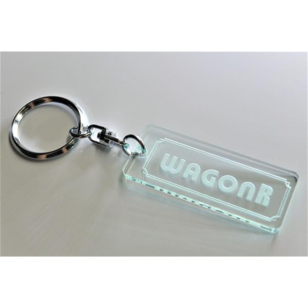A-482-3 WAGONR ガラス調 アクリル製 2重リング キーホルダー キーレス キーケース ...
