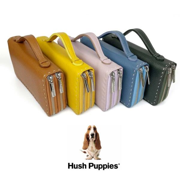 Hush Puppies (ハッシュパピー) レザー ダブルラウンドジップ 長財布 / 大容量