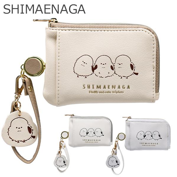 パスケース キーケース コインケース リール付き シマエナガ (WC24516) 定期入れ リール ...