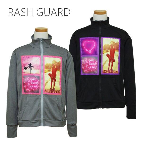 ラッシュガード ジュニア 女の子 merci merci(1105) 無地×転写フォトプリント 15...