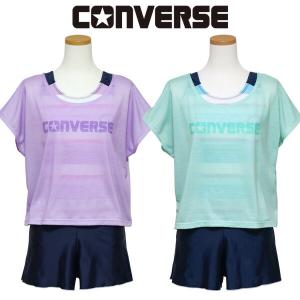 水着 女の子 ジュニア CONVERSE コンバース(373181) T付き タンキニ 水着3点セット 140 150 160cm セパレート キュロット 中学生 小学生 キッズ 体型カバー｜friendly-store