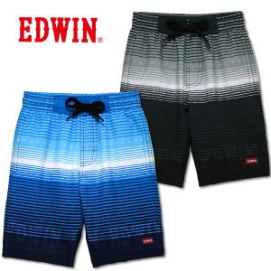 水着 キッズ 子供 男の子 ストレッチ サーフパンツ EDWIN エドウィン(712302) マルチボーダー 120cm 130cm スイミング 水泳 こども用 小学生 海パン｜friendly-store