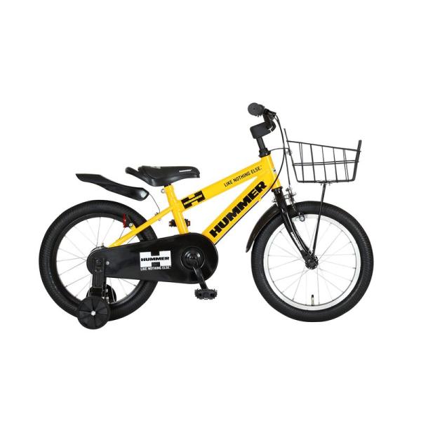 自転車 HUMMER(ハマー) KID&apos;S18-OH 特殊折りたたみ補助輪付き イエロー 長く乗れる...