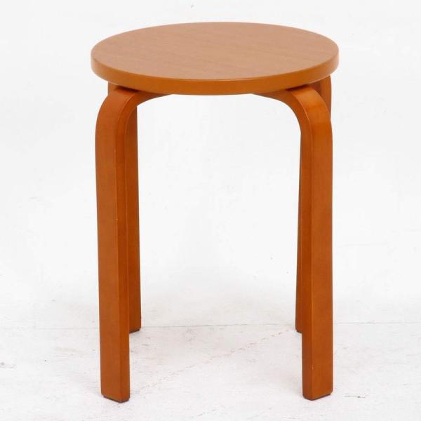 木製丸椅子 曲げ脚椅子6脚セット サイズ40×40×44cm カラー:ブラウン(15003144-2...