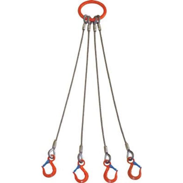 ワイヤーロープスリング １．６ｔ用×２ｍ 吊り具・クレーン用品 大洋 ４本吊 ワイヤスリング 4WR...