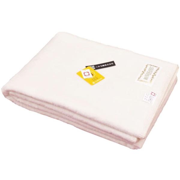 三井毛織 洗える 家蚕 シルク 毛布 シングル 140x200 cm 白 ホワイト 日本製 S818