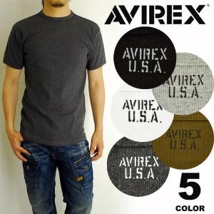 AVIREX リブクルーネック Tシャツ 半袖 アビレックス 6143502 617352 丸首 デイリーウェアシリーズ 無地 シンプル DAILY｜friends-y