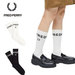 フレッドペリー 靴下 ブランドロゴ入り ソックス FRED PERRY C6146 メンズ レディース ユニセックス スノーホワイト ブラック｜friends-y