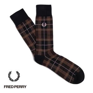 フレッドペリー 靴下 ブランドマーク入り チェック柄 ソックス FRED PERRY C6154-T09 メンズ レディース ユニセックス タータンチェック｜friends-y