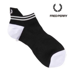 フレッドペリー 靴下 ティップライン アンクルソックス FRED PERRY F19999 メンズ ブラック 刺繍 Tipped Rib Ankle Socks｜friends-y