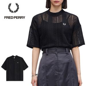 フレッドペリー レーストップ Tシャツ カットソー レース編み FRED PERRY G7135 ブラック102 黒 レディース Lace Topの商品画像