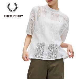 フレッドペリー レーストップ Tシャツ カットソー レース編み FRED PERRY G7135 スノーホワイト 129 白 レディース Lace Top｜Friends Yahoo店