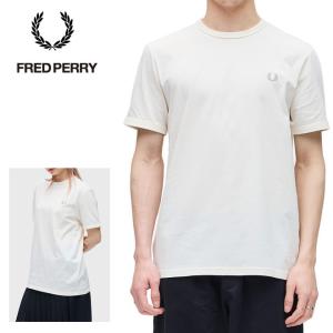 フレッドペリー リンガーTシャツ 半袖 ワンポイント FRED PERRY M3519 ECRU S64 エクリュ ECRU RINGER T-SHIRT ユニセックス｜friends-y