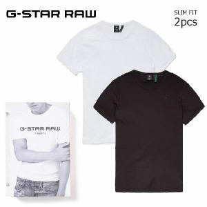 ジースター ロウ 2枚組 Tシャツ 半袖 ホワイト×ブラック クルーネック G-STAR RAW D07205-124-1288 メンズ スリムフィット