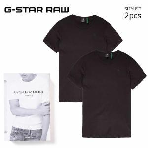 ジースター ロウ 2枚組 Tシャツ 半袖 ブラック クルーネック G-STAR RAW D07205-124-990 メンズ スリムフィット  インナー