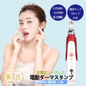 美顔器 美容ニードル ダーマペン 電動マイクロニードルローラー 電動ダーマスタンプ Dermapen ダーマローラー 0.25ミリ-2.0ミリに調整可能 フェイスケア 美肌｜frj-store